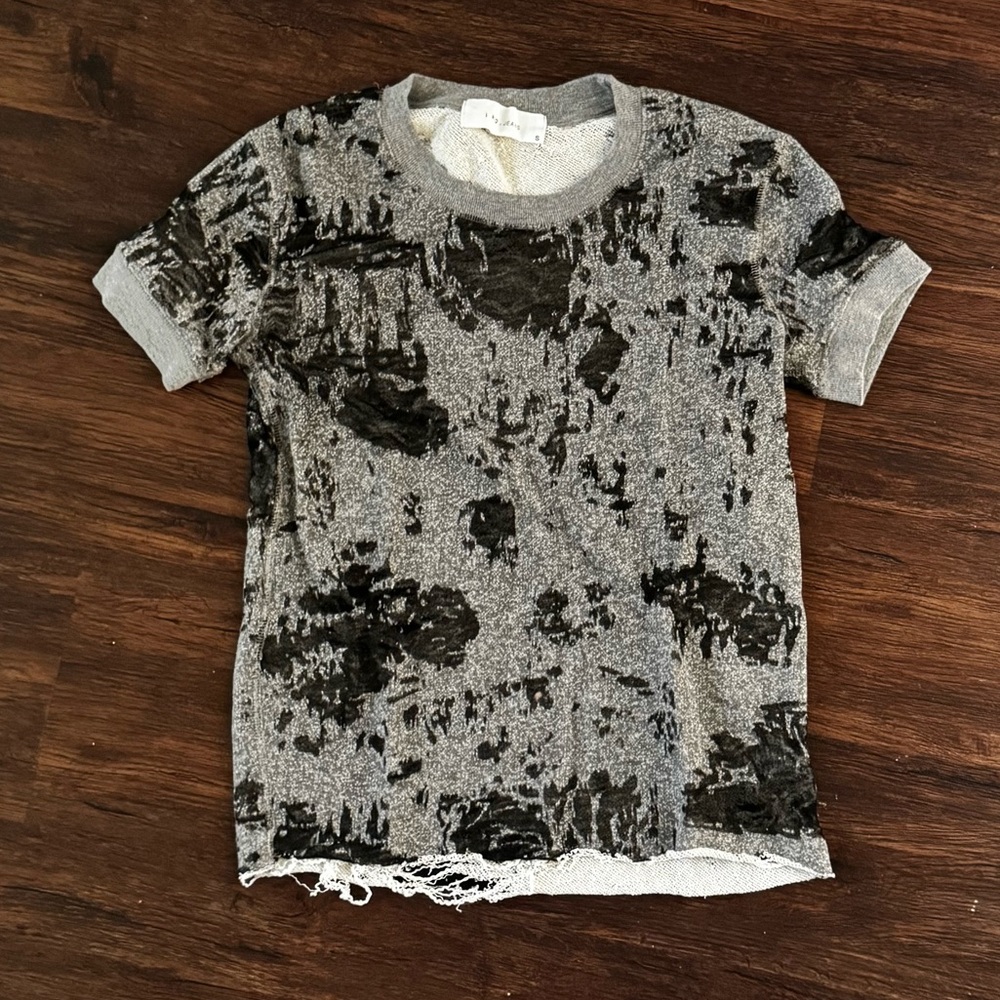 IRO Paris grey cotton short sleeve sweater